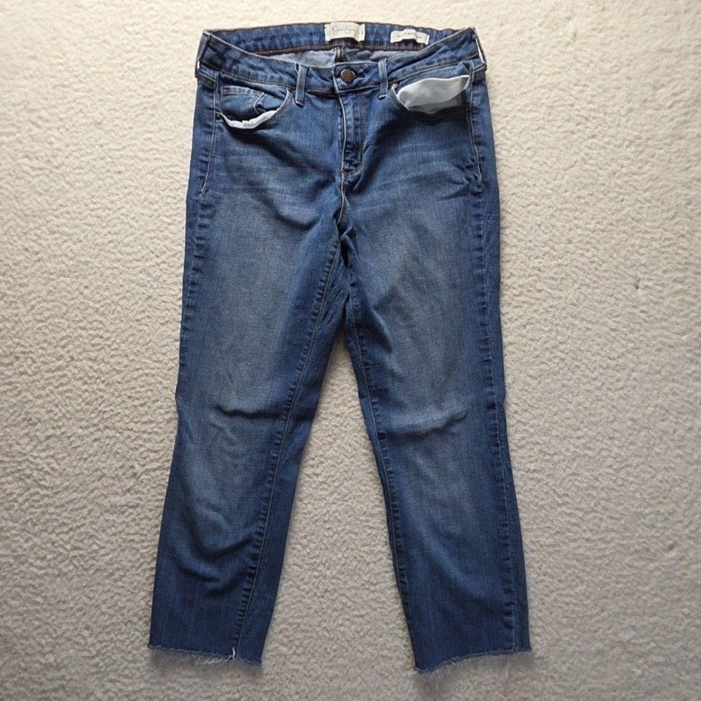 Jessica Simpson Forever Skinny Crop Jeans Womens 30 Blue Medium Wash Distressed
